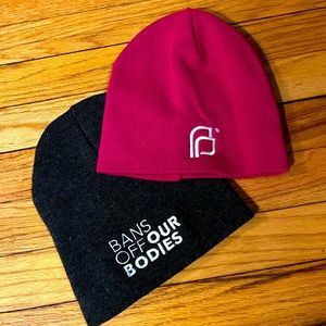 Bundle of 2 Planned Parenthood beanies - hot pink and charcoal OS NWOT